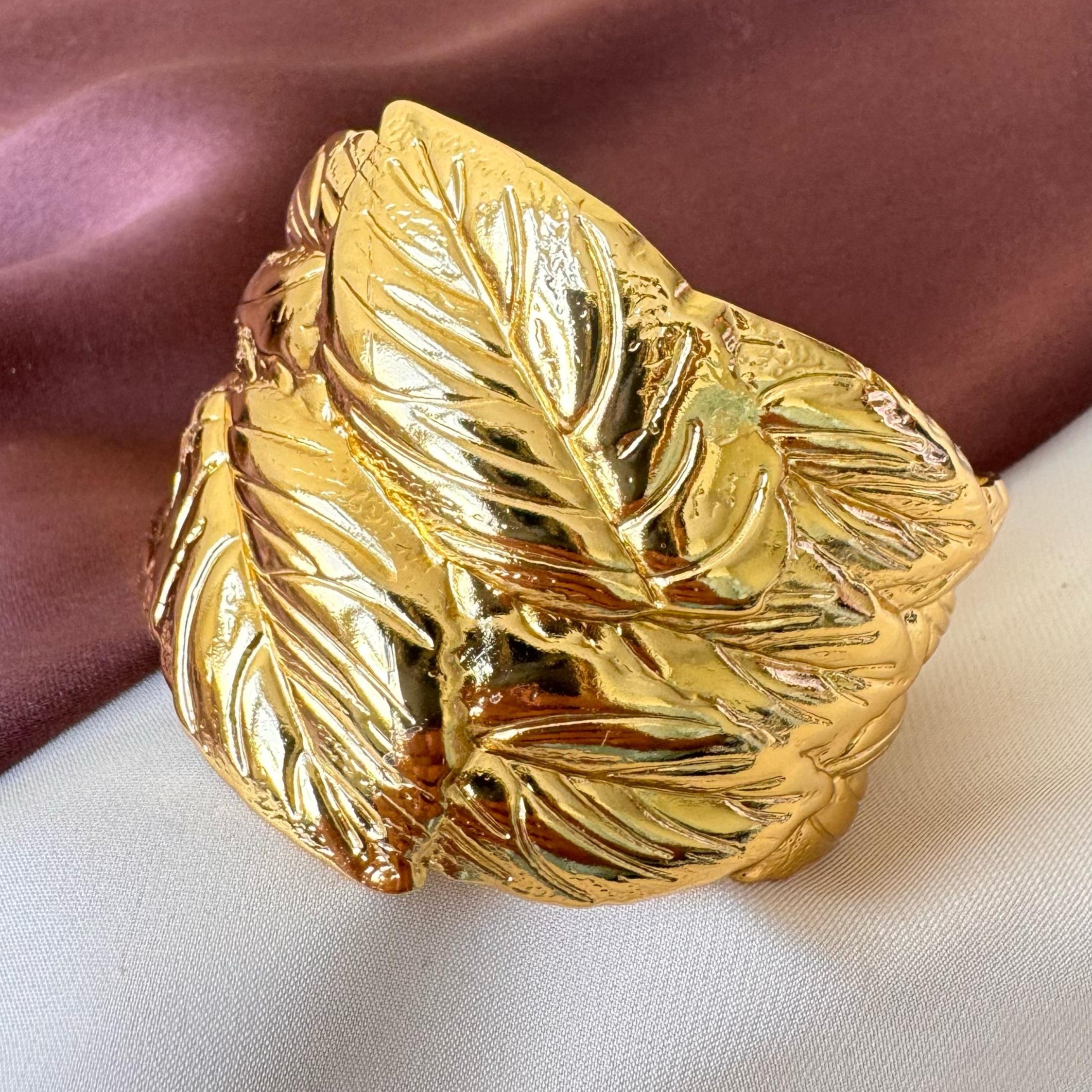 TFC Adjustable Leaf Gold Plated Cuff Bracelet