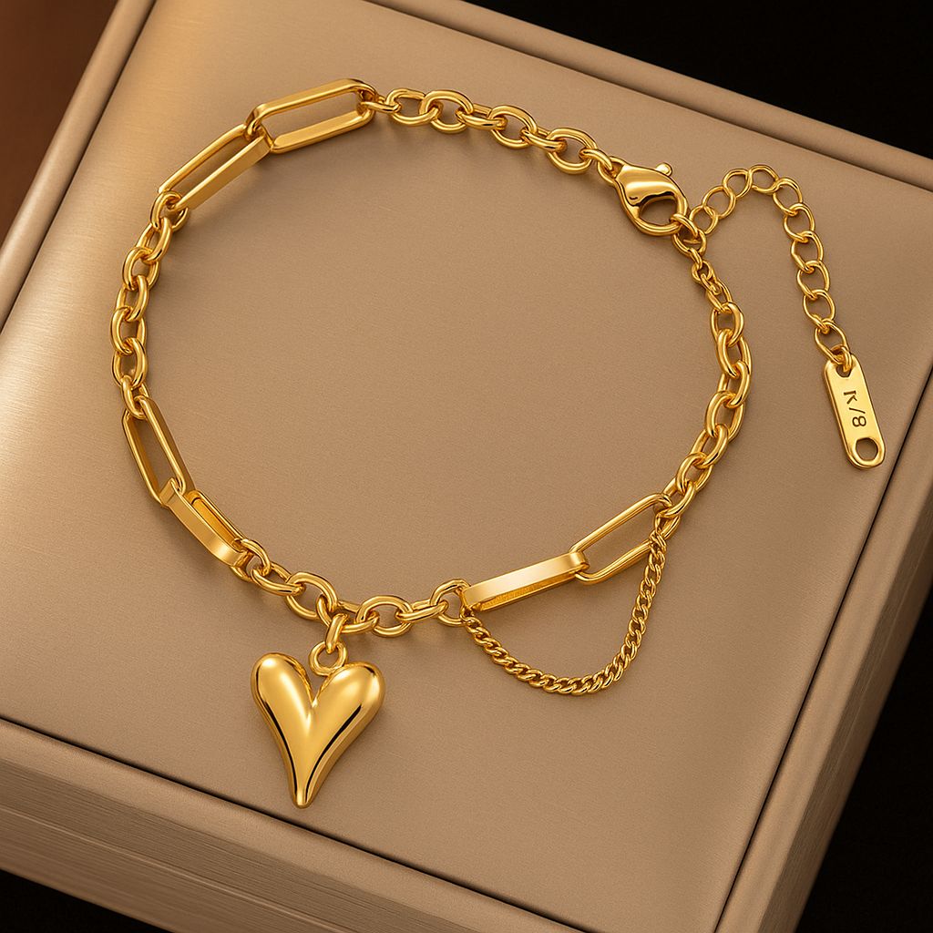 TFC Chain Lock Heart Gold Plated Bracelet
