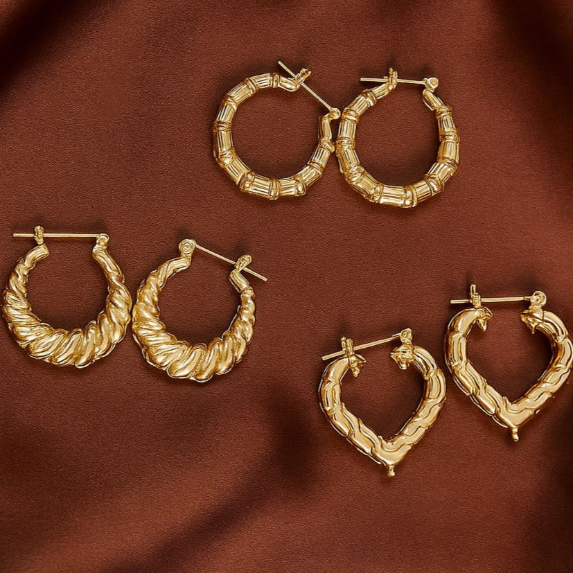TFC Designer Gold Plated Hoop Earrings Combo Set
