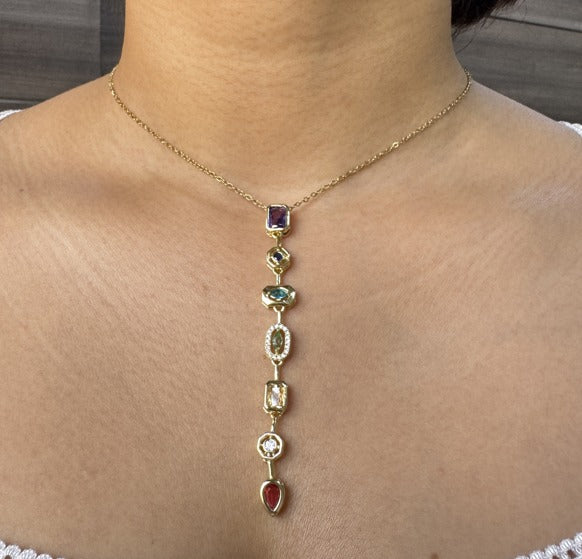 TFC Trendy Stone Line Gold Plated Necklace