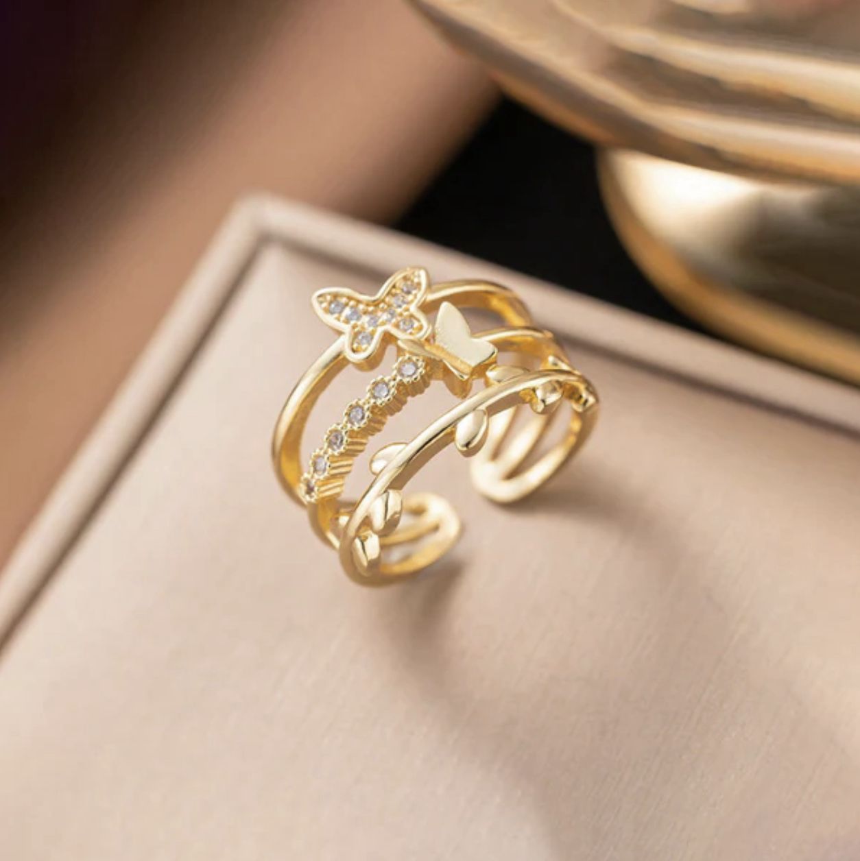 TFC Adjustable Butterfly Gold Plated Ring