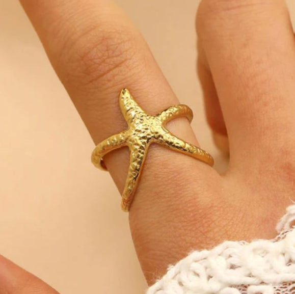 TFC Adjustable Star Shape Gold Plated Ring