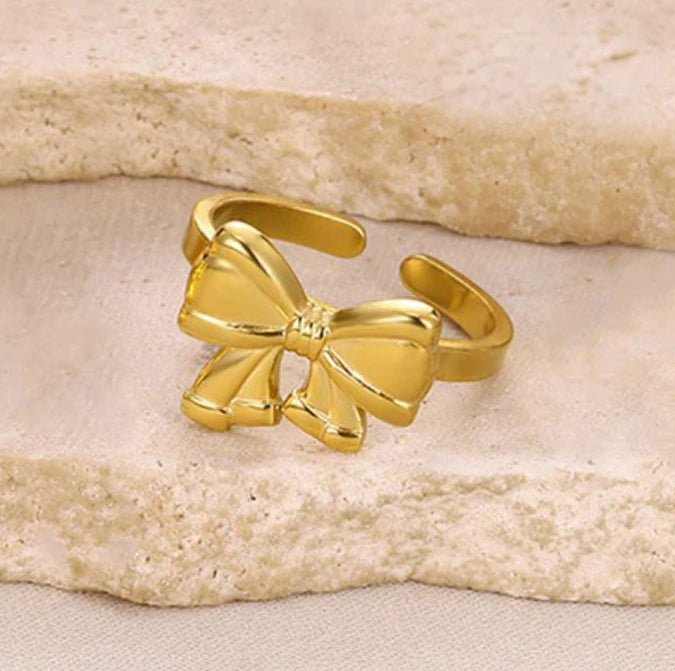 TFC Adjustable Mini Bow Gold Plated Ring