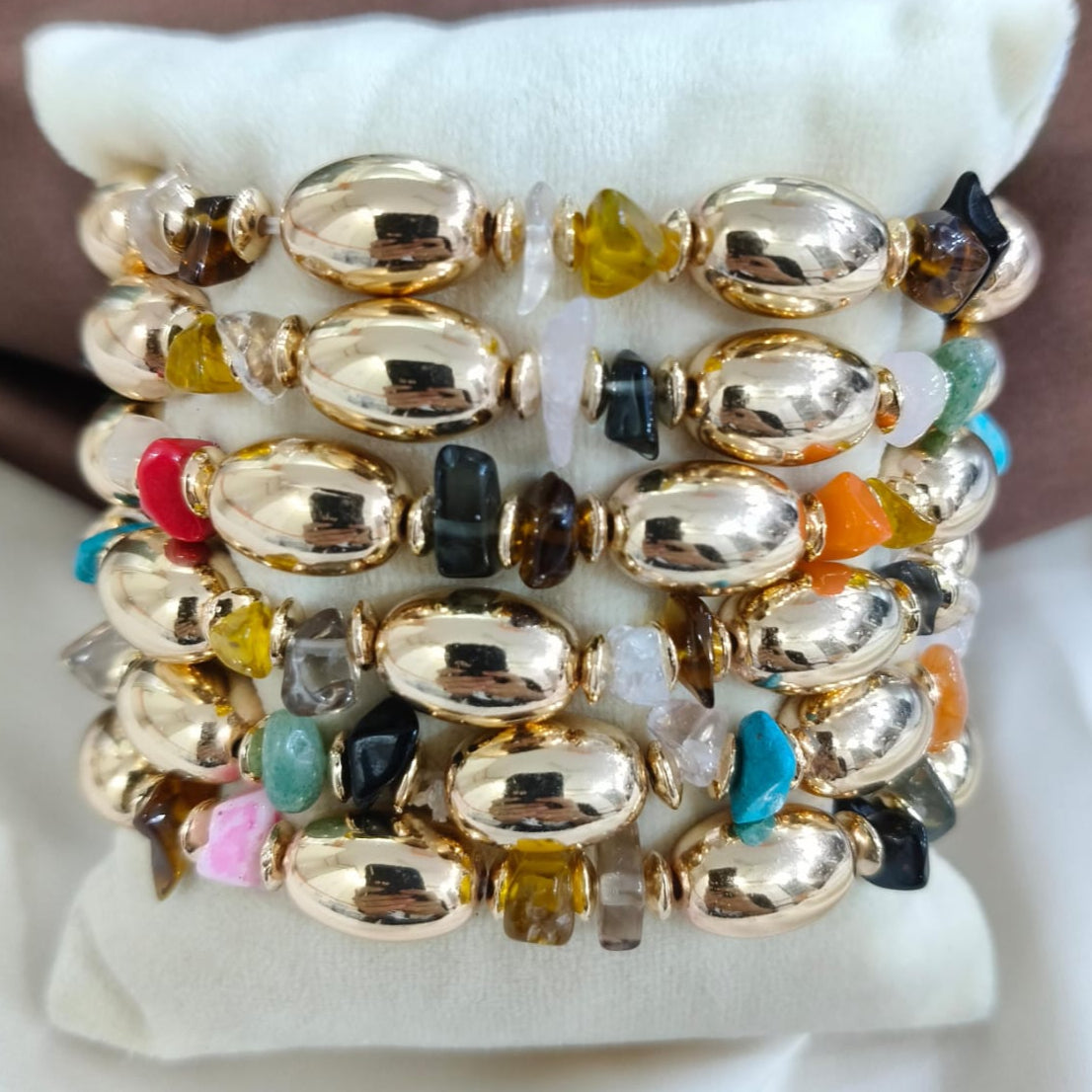 TFC Oval & Uncut Gold Plated Bracelet (set of 6)