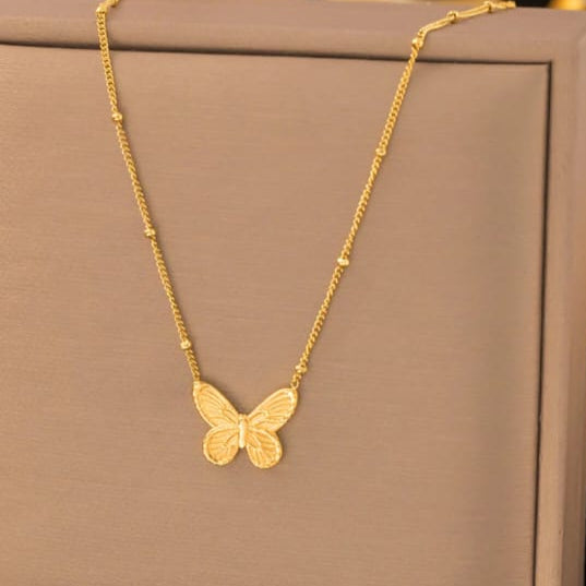 TFC Butterfly Gold Plated Pendant Necklace