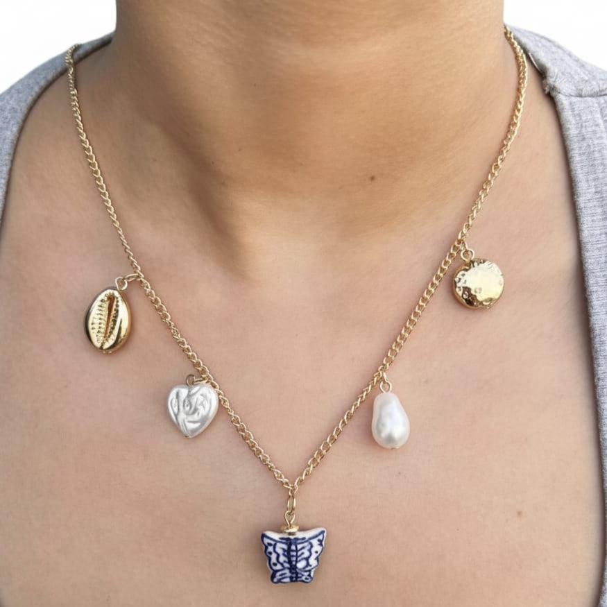 TFC Pottery Buttery Charms Gold Plated Necklace