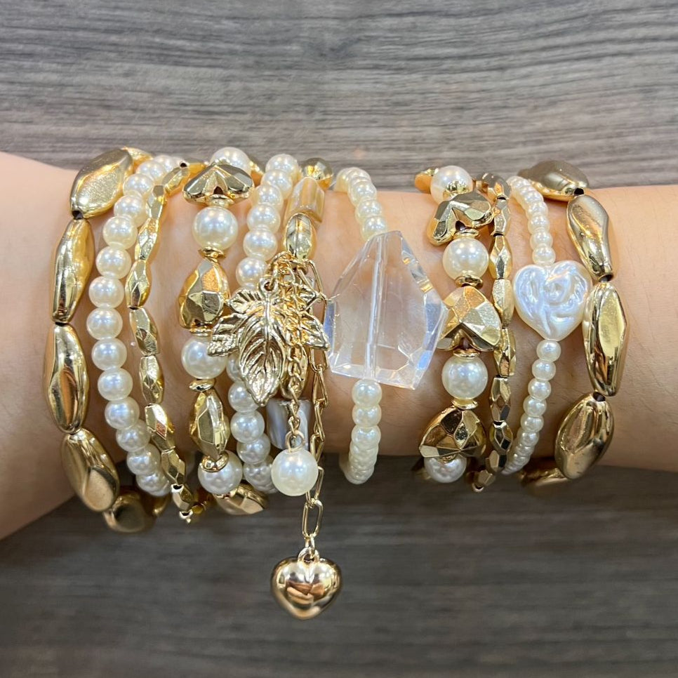 TFC Crystal Bead Gold Plated Bracelet (set of 11)