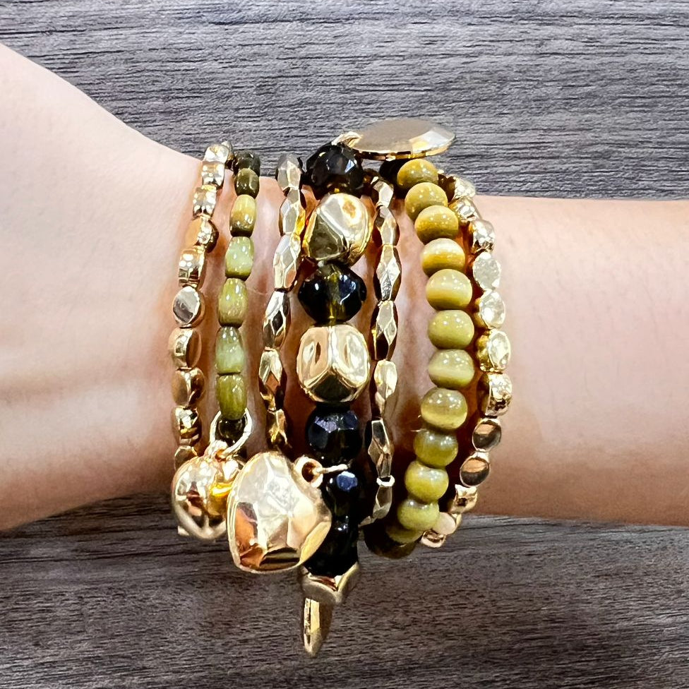 TFC Midnight Bead Gold Plated Bracelet (set of 7)