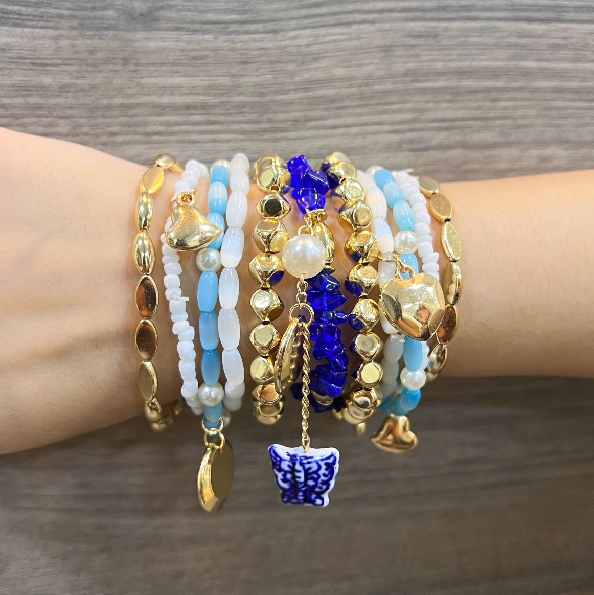 TFC Bluiesh Bead Gold Plated Bracelet (set of 11)