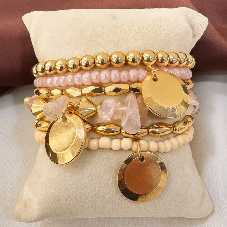 TFC Peachy Keen  Gold Plated Bracelet (set of 6)
