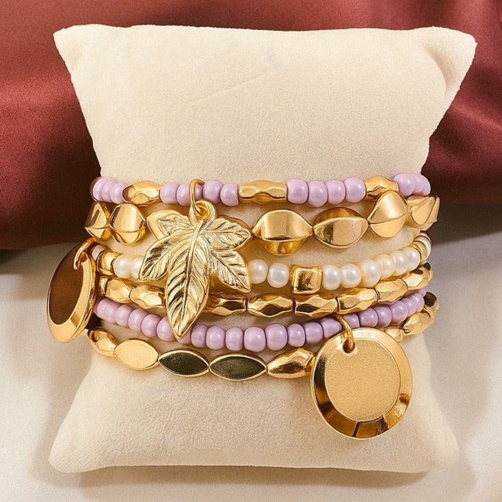 TFC Love Side Lavender Gold Plated Bracelet (set of 6)