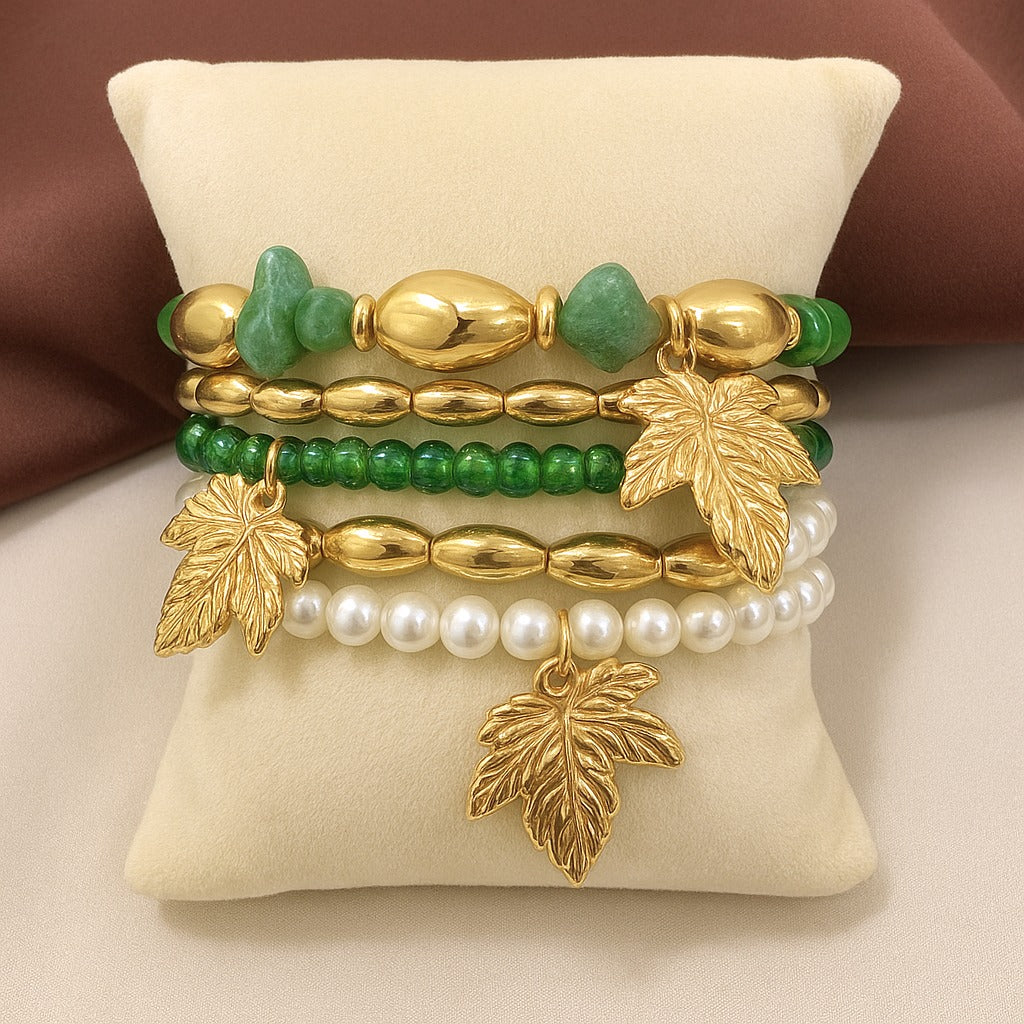 TFC Nature Green Gold Plated Bracelet (set of 5)