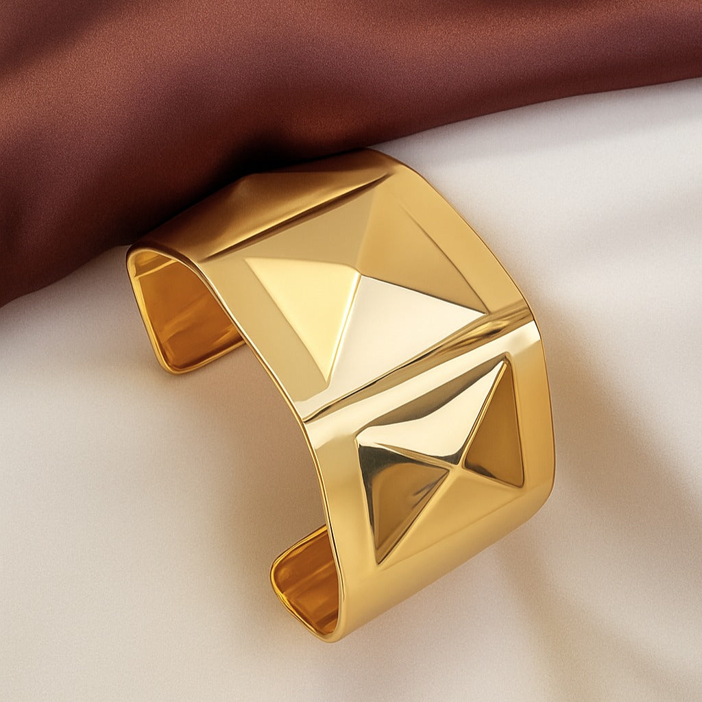 TFC Adjustable Square Gold Plated Cuff Bracelet