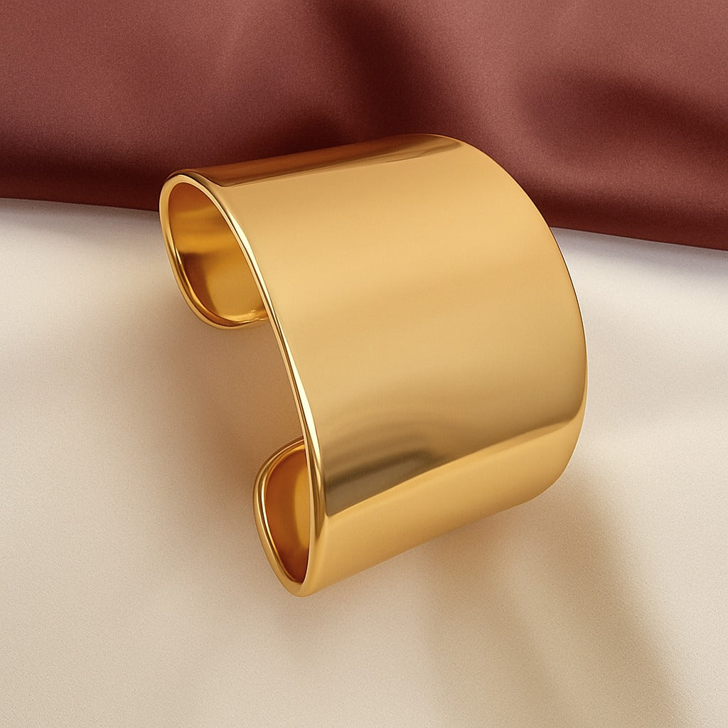 TFC Adjustable Plane Shine Gold Plated Cuff Bracelet