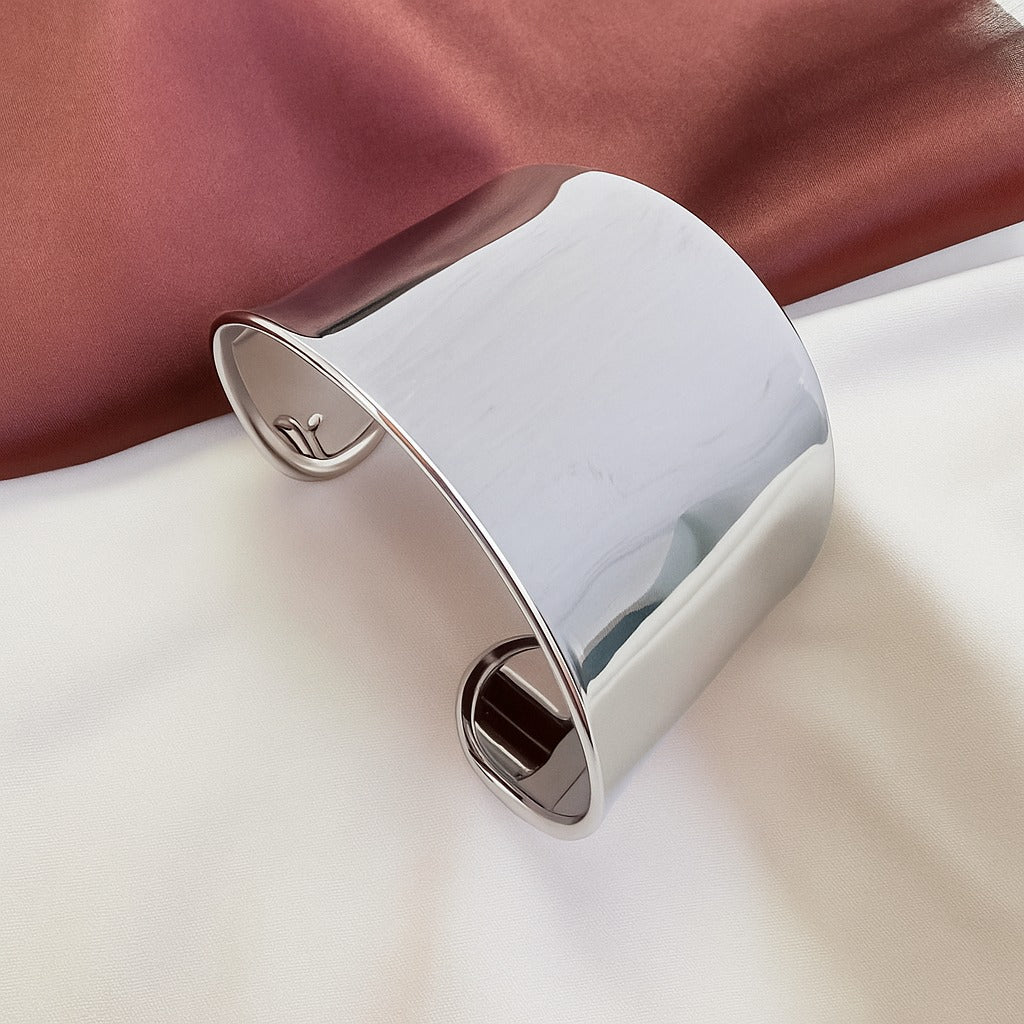 TFC Adjustable Plane Shine Silver Plated Cuff Bracelet