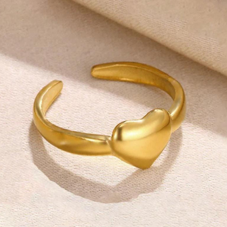 TFC Adjustable Simple Heart Gold Plated Ring