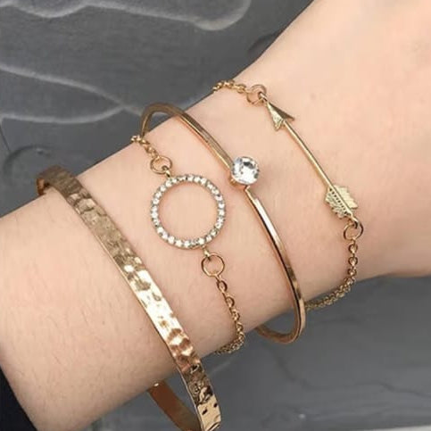 TFC Arrow Stone Rose Gold Plated Bracelet (Set of 4 )