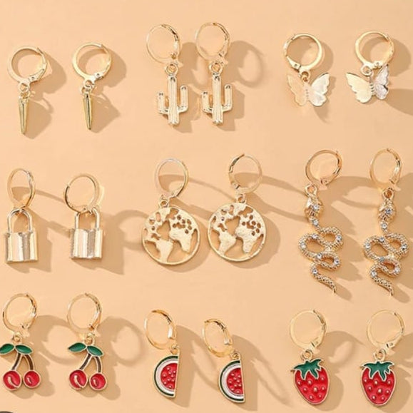 TFC Multi-Design Gold Plated Earrings (Set of 8)