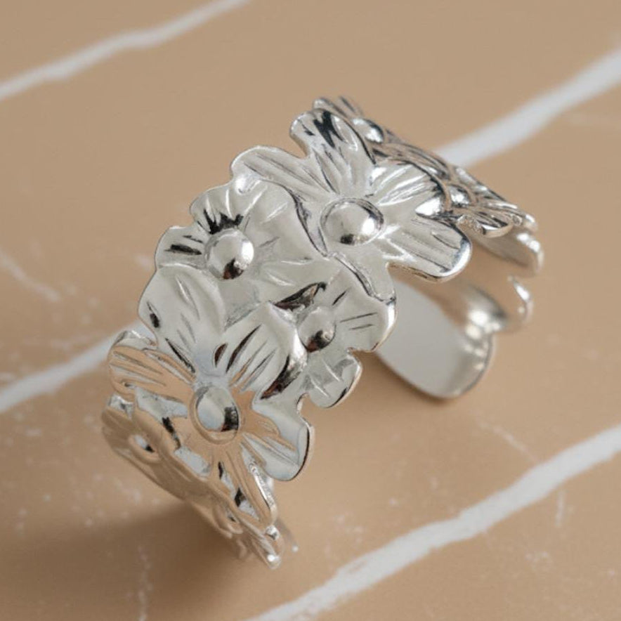 TFC Flower Silver Plated Cuff Bracelet