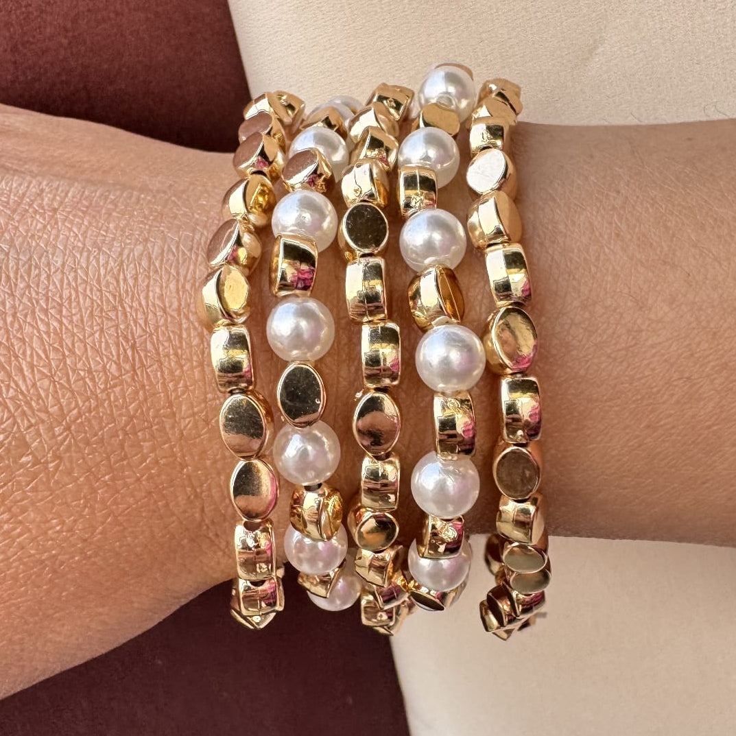 TFC Pearl Type Gold Plated Bracelet (set of 5)