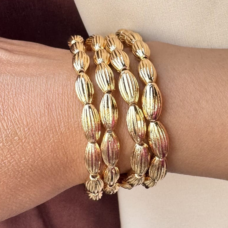 TFC Oval Liner Gold Plated Bracelet (set of 4)