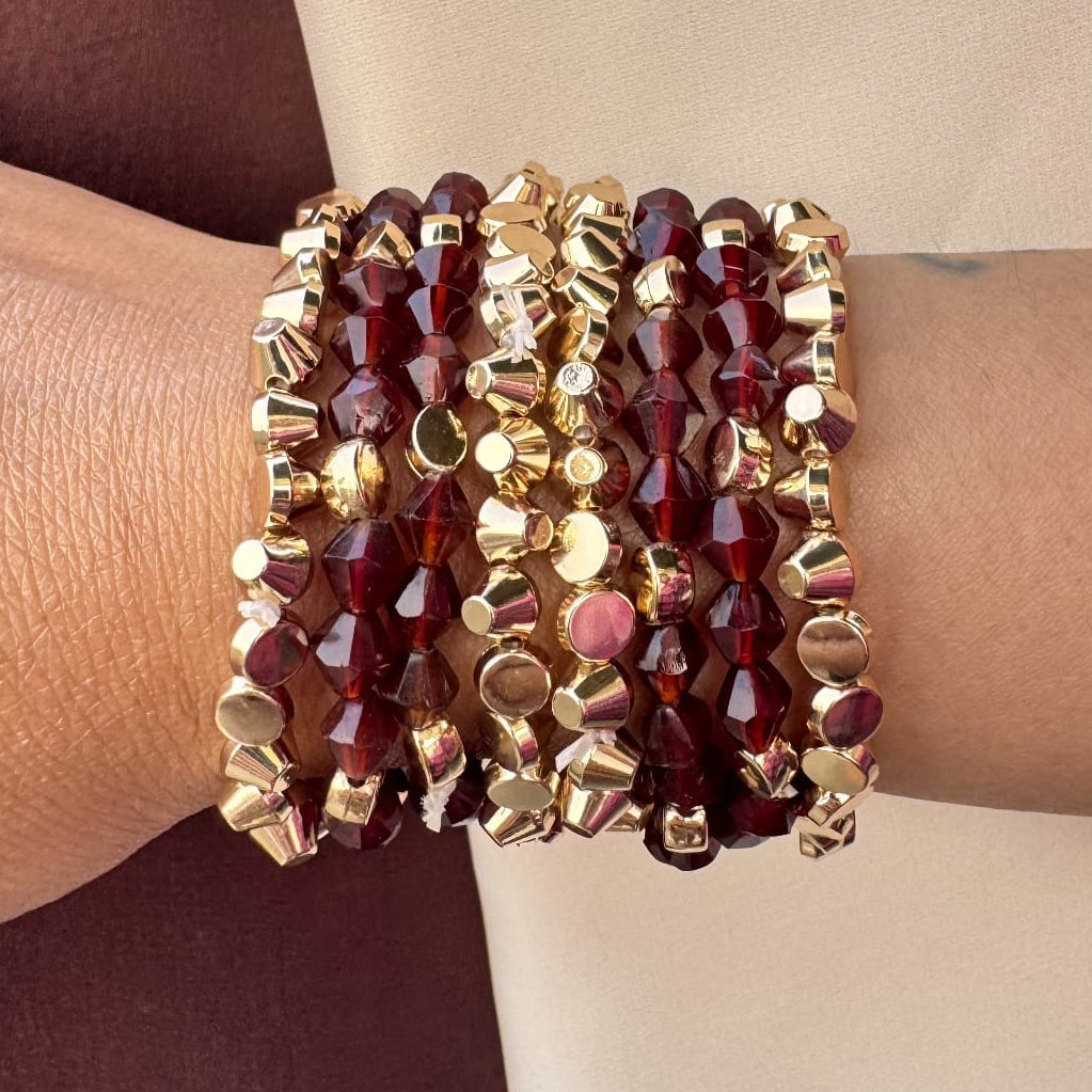 TFC Darky Bead Gold Plated Bracelet (set of 8)