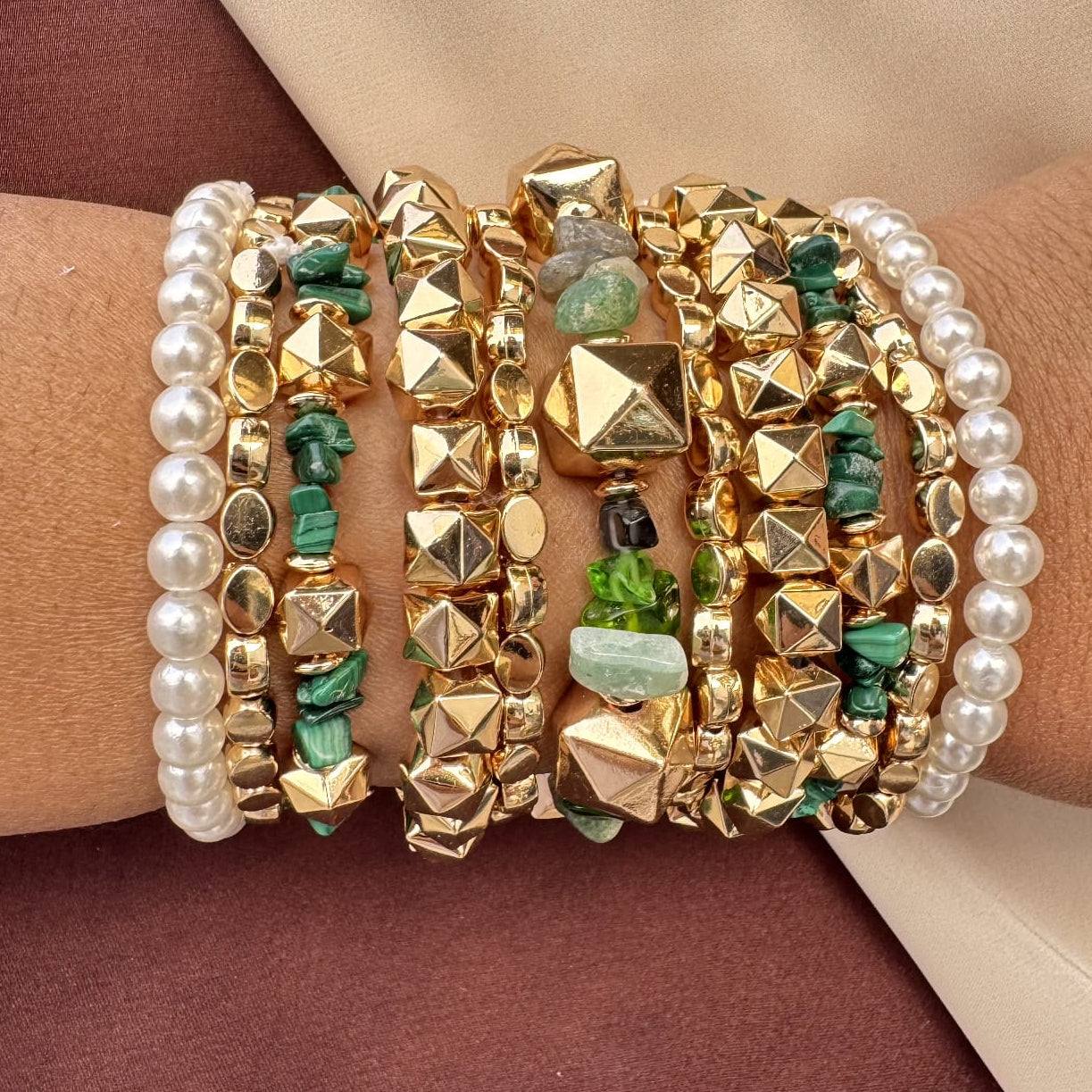 TFC Grass Green Gold Plated Bracelet ( set of 11)