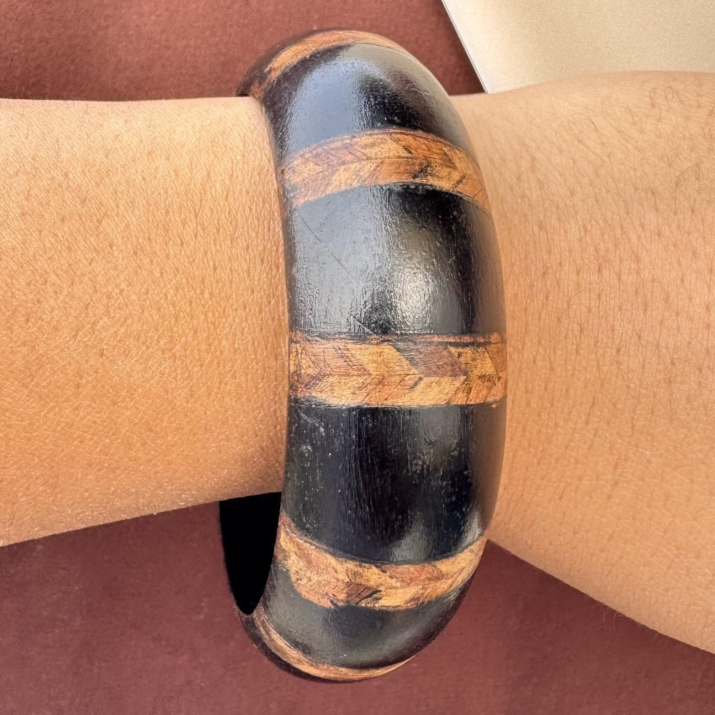 TFC Size 2.8 Black Cut Wooden Bangle