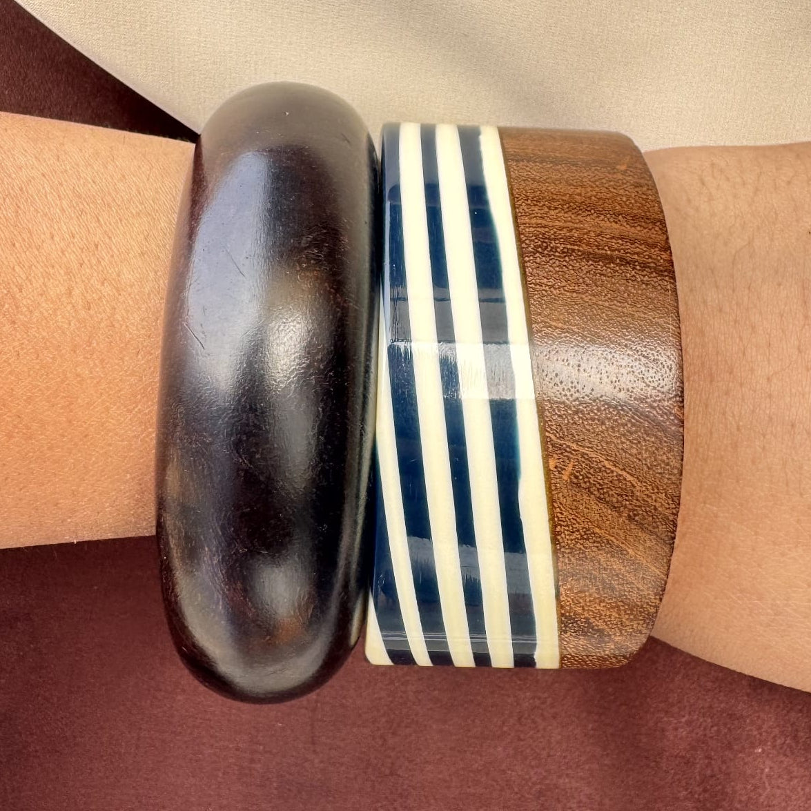 TFC Size 2.8 Liner Style Wooden Bangle (combo of 2 )