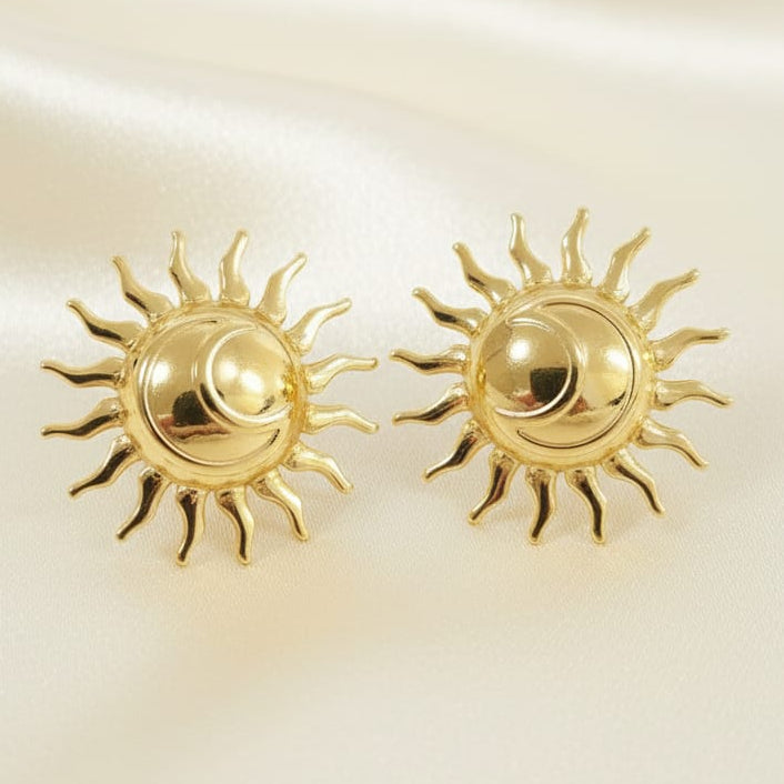 TFC Sun Ray Gold Plated Stud Earrings