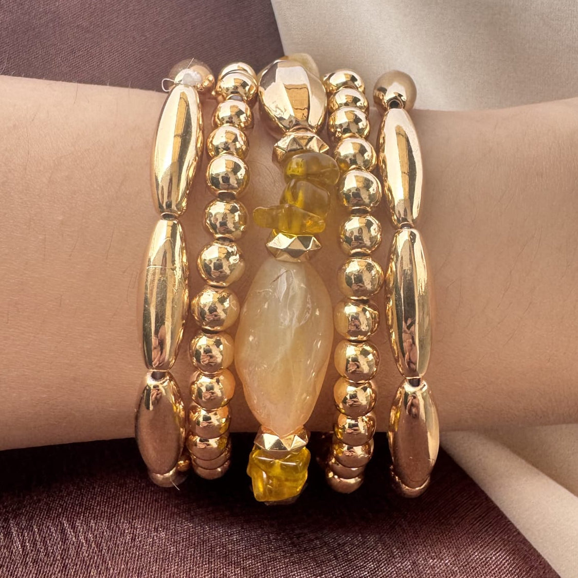 TFC Mustard Beauty Gold Plated Bracelet (set of 5)