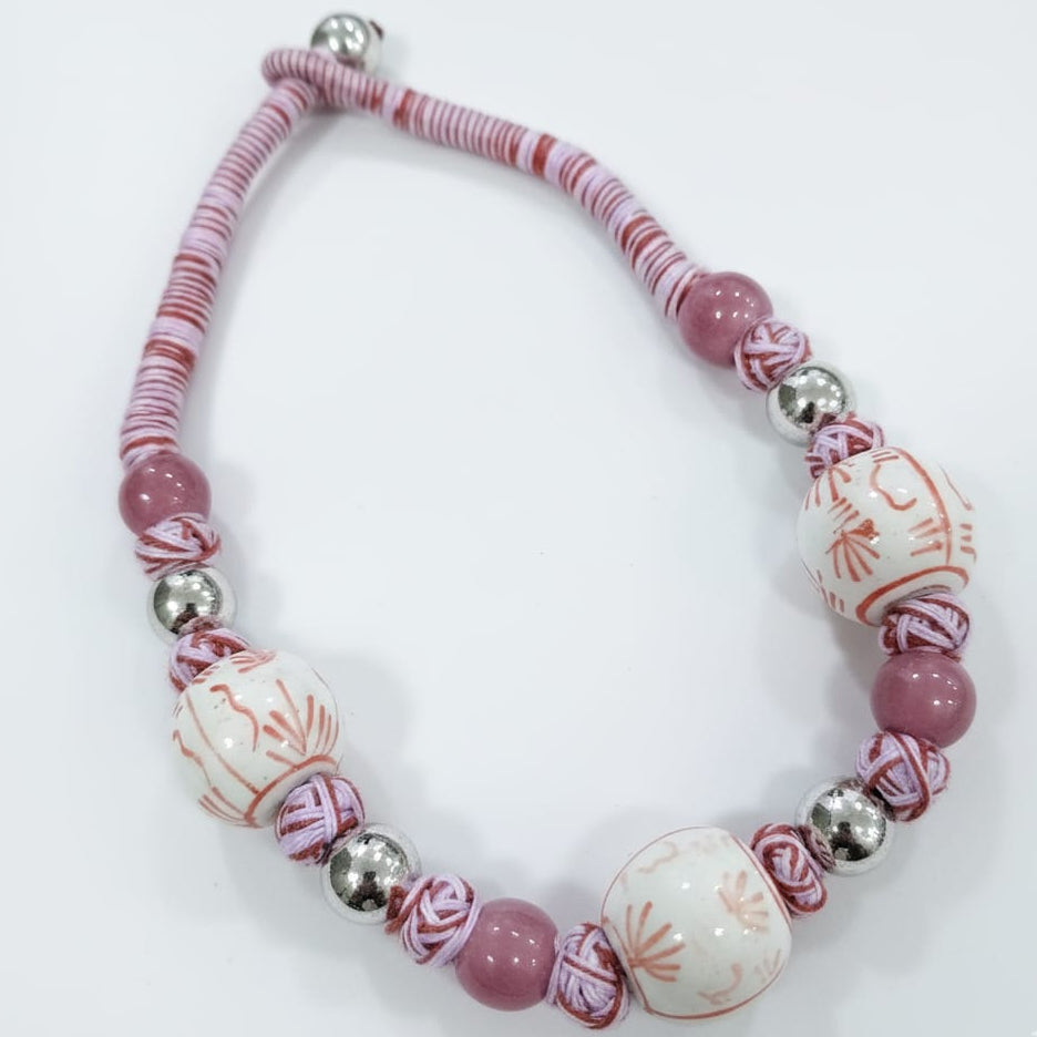 TFC Pink Patwa Art Silver Plated Necklace