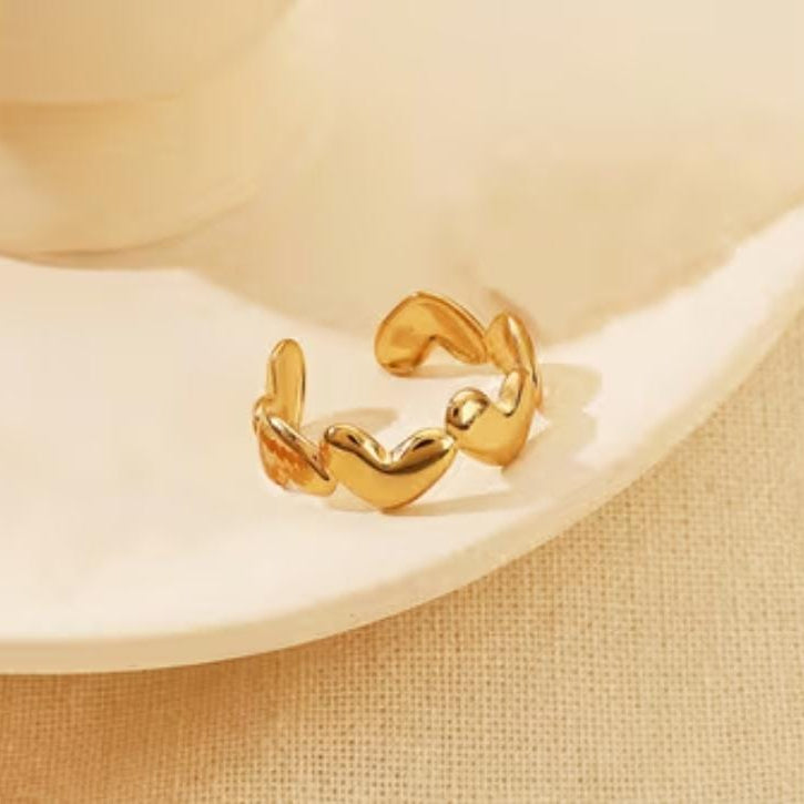 TFC Adjustable Wavey Heart Gold Plated Ring