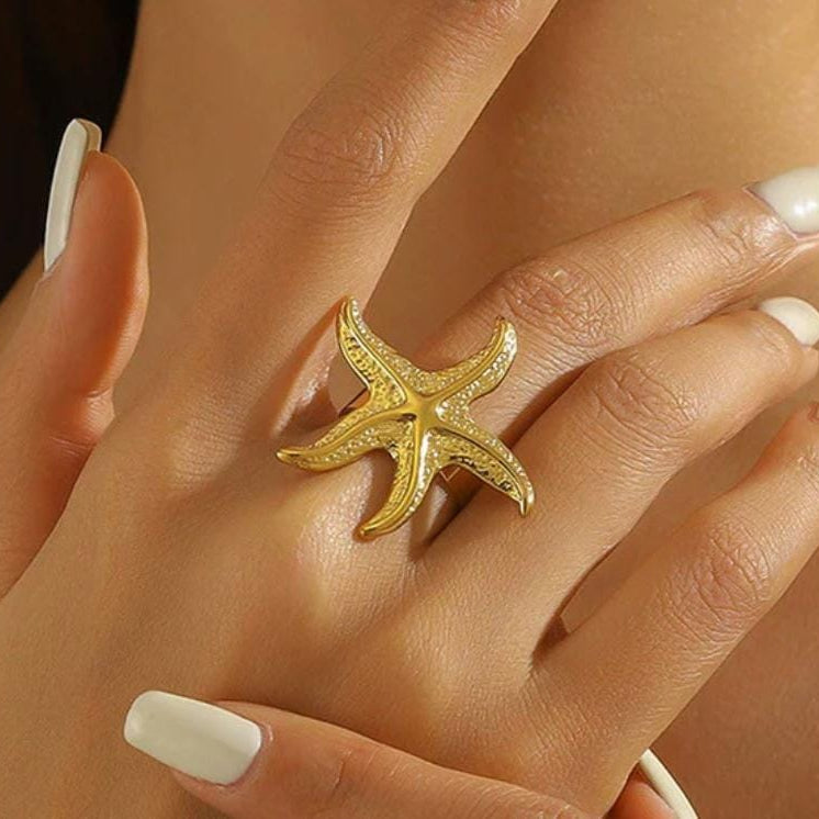 TFC Adjustable Sea Star Gold Plated Ring