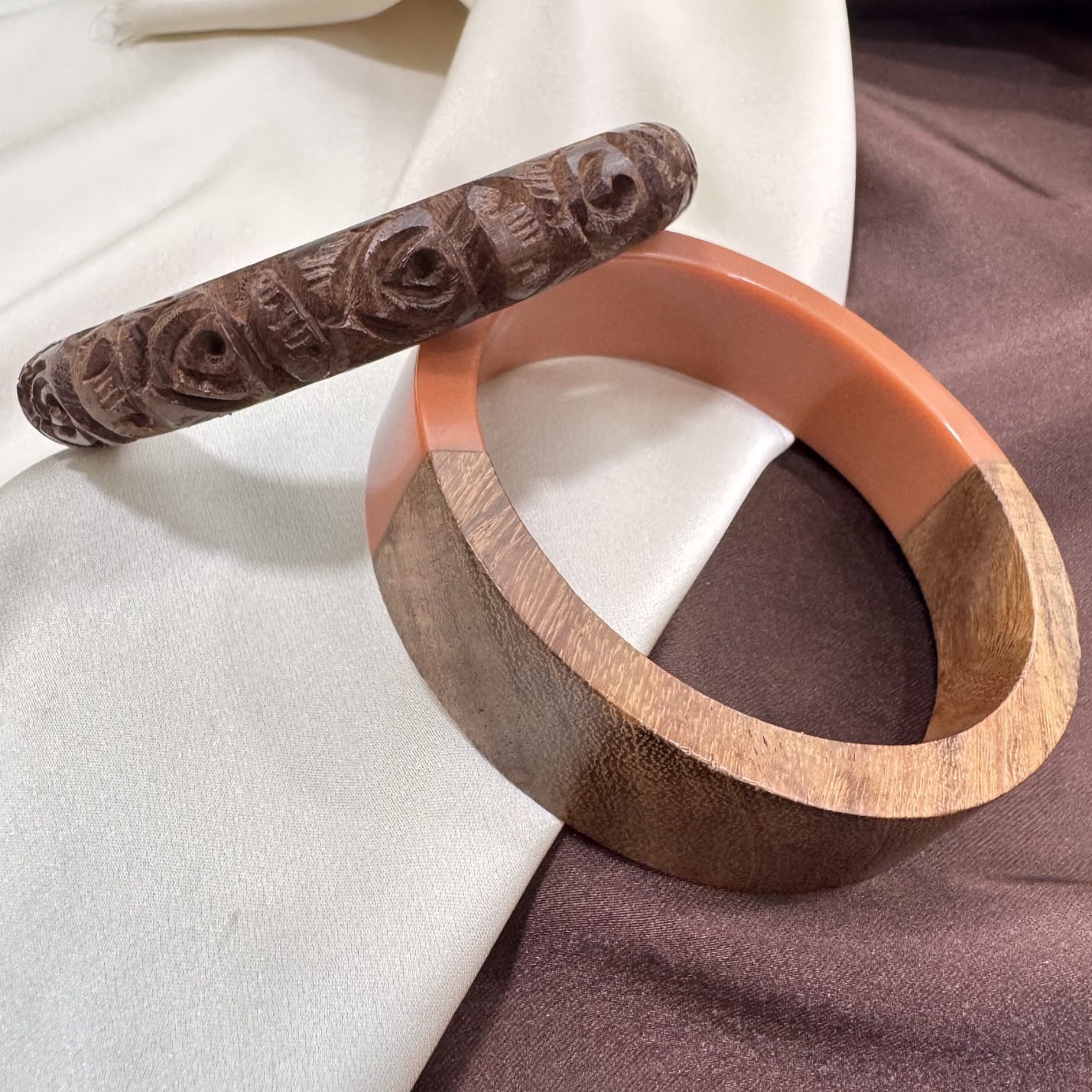 TFC Size 2.6 Crafted Rose Wooden Bangle (set of 2)