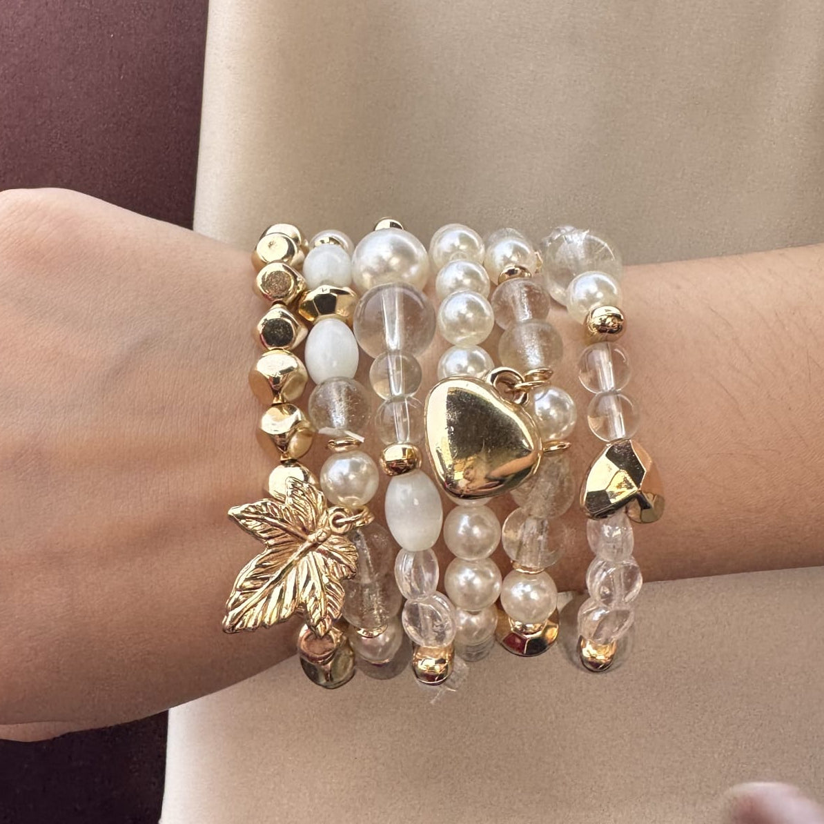 TFC Crystal Bead Gold Plated Bracelet (set of 6)