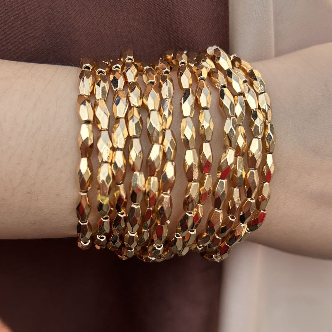 TFC Textured Pipe Gold Plated Bracelet (set of 12)