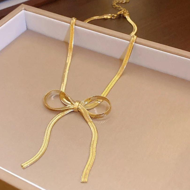 TFC Long Bow Gold Plated Necklace