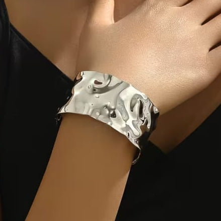 TFC Adjustable Shiny Silver Plated Cuff Bracelet