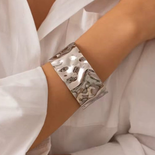TFC Adjustable Shiny Silver Plated Cuff Bracelet
