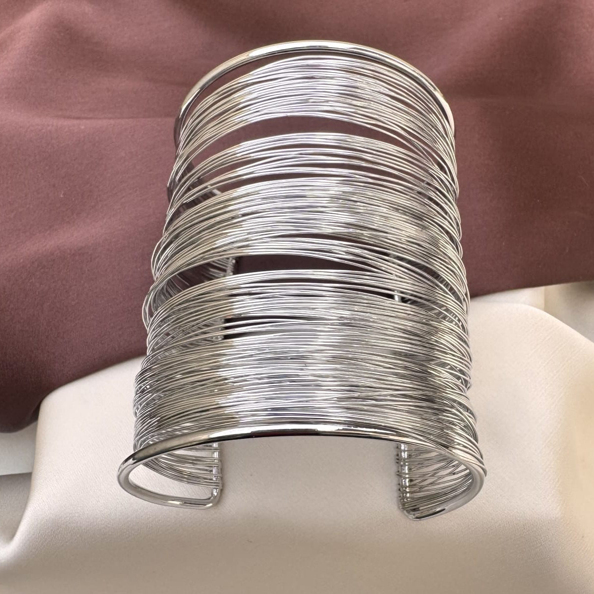 TFC Adjustable Simple Wire Silver Plated Cuff Bracelet