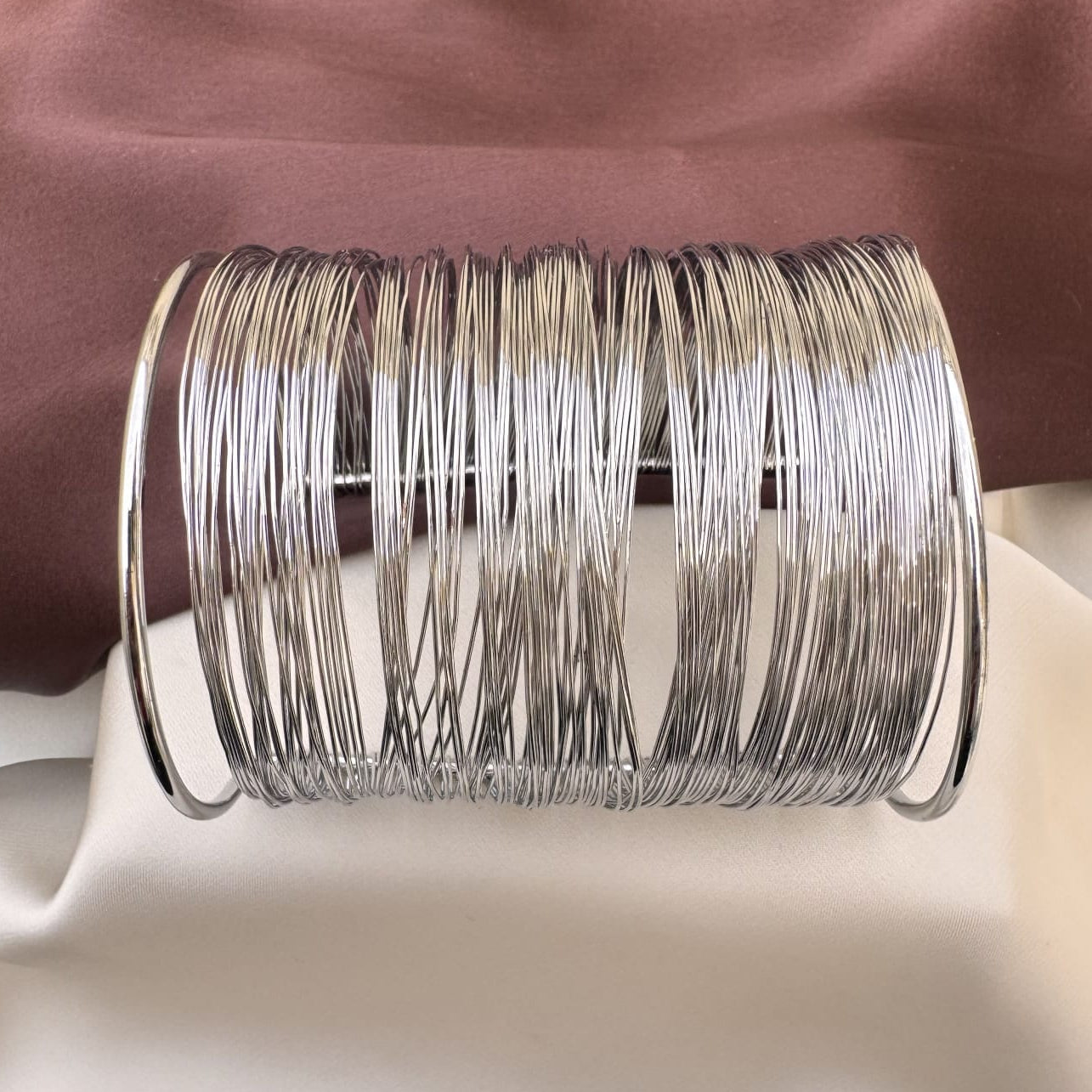 TFC Adjustable Simple Wire Silver Plated Cuff Bracelet