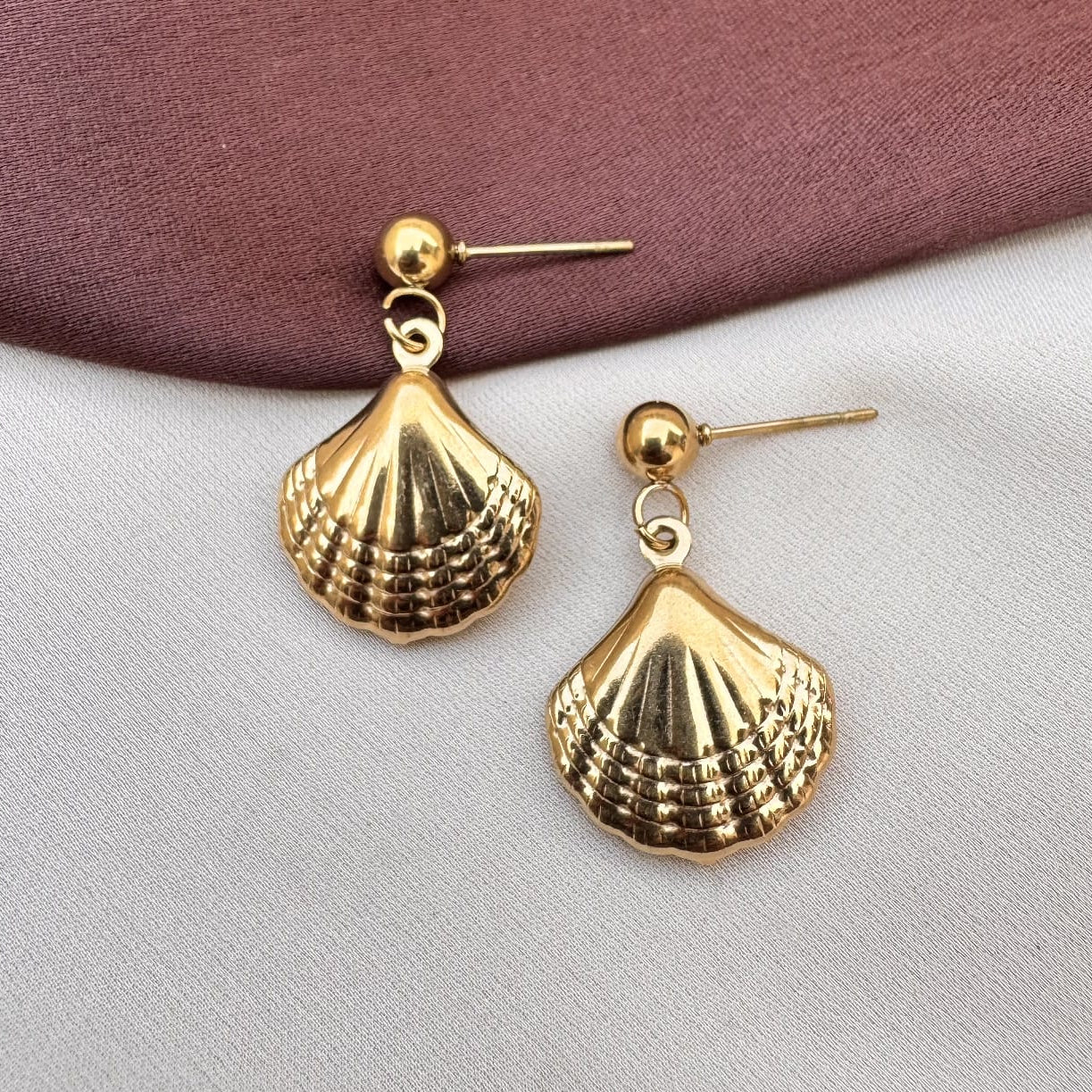 TFC Shell Charm Gold Plated Dangler Earrings