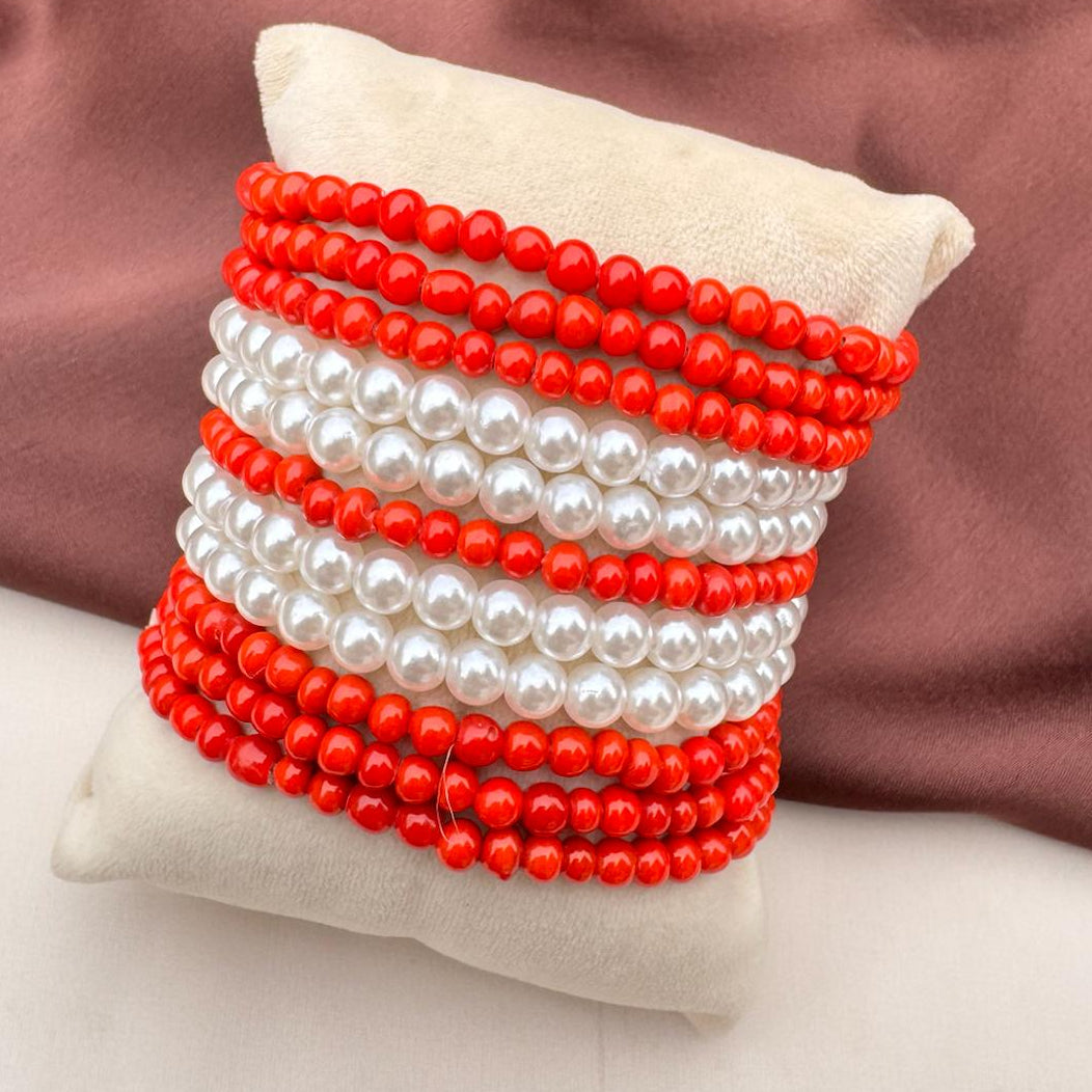 TFC Tangerine Pearl Gold Plated Bracelet (Set of 11)