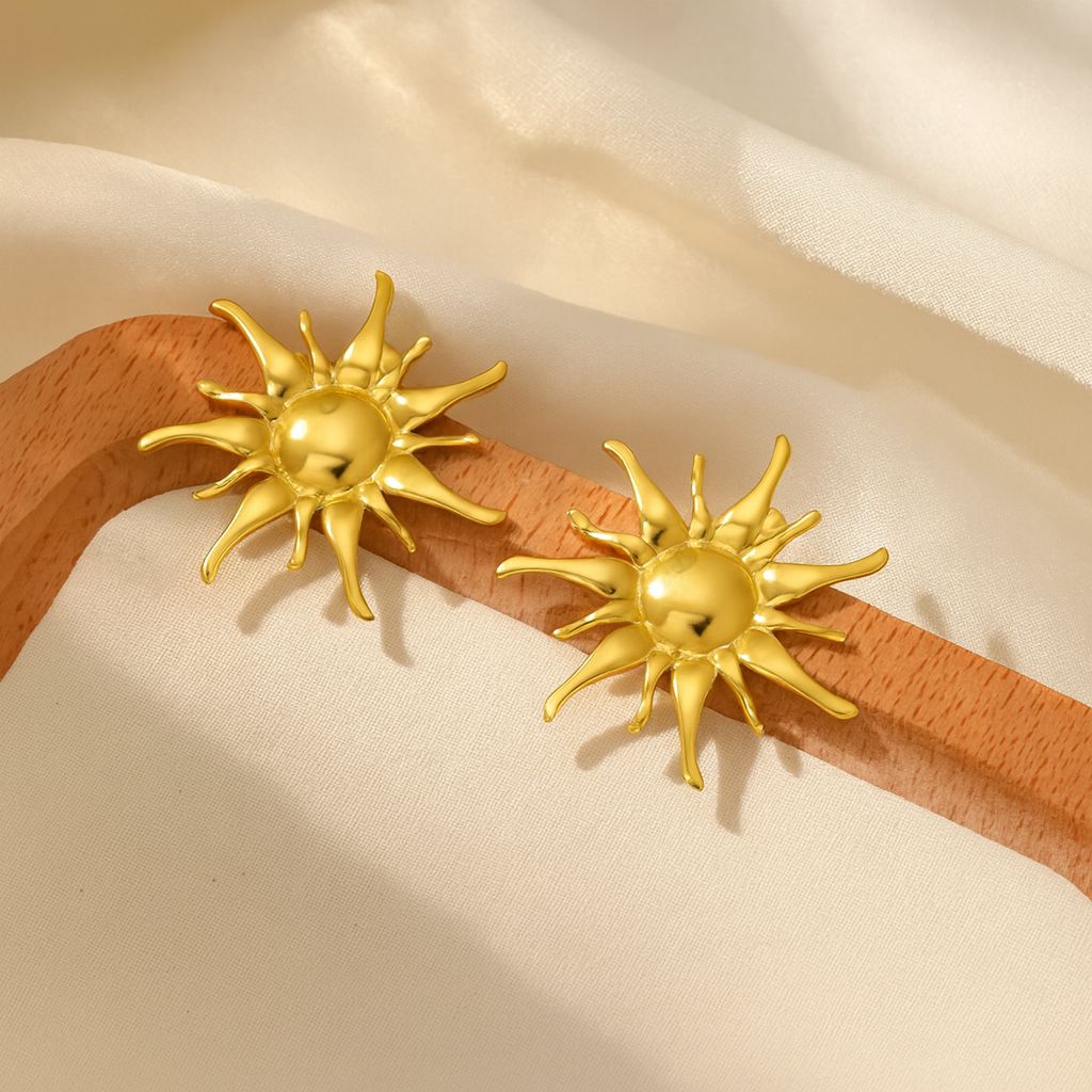 TFC Sun Gold Plated Stud Earrings