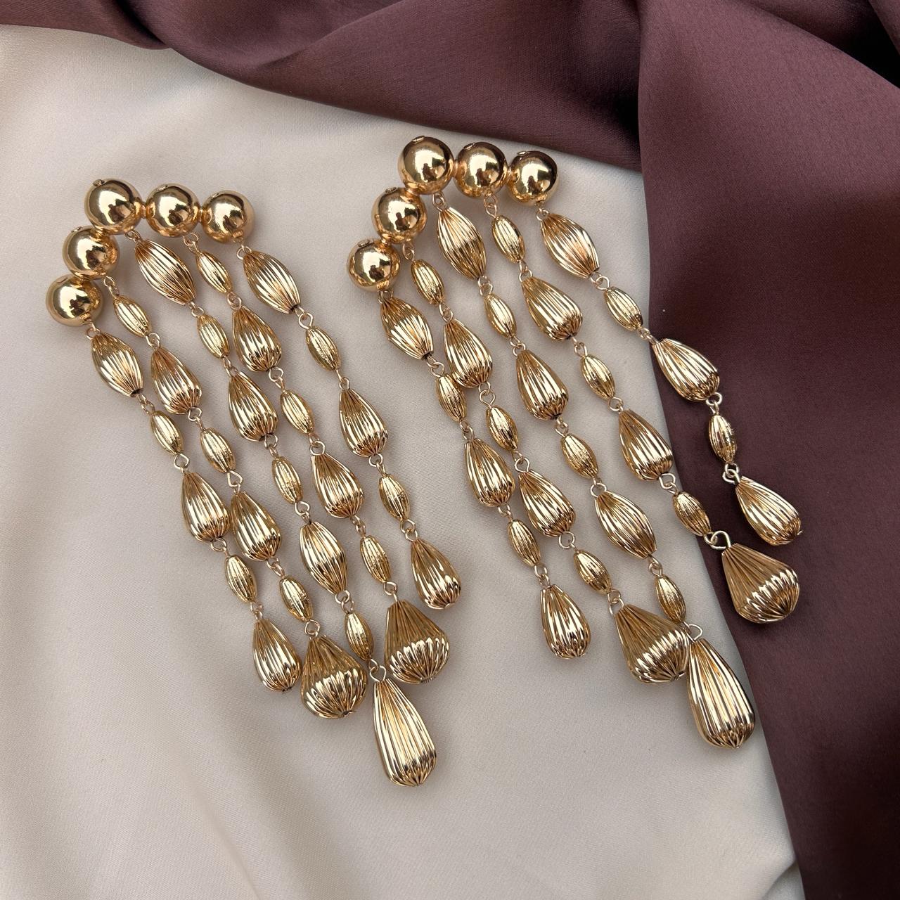 TFC Drop Vortex Gold Plated Dangler Earrings