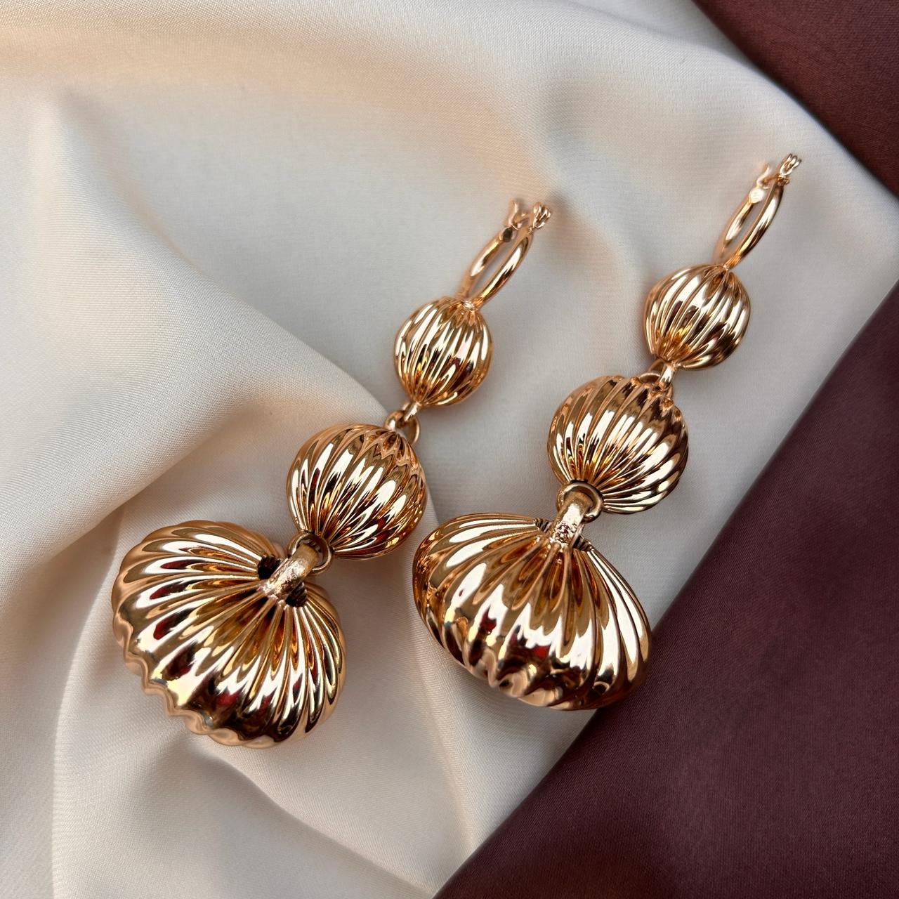TFC Round Vortex Gold Plated Dangler Earrings