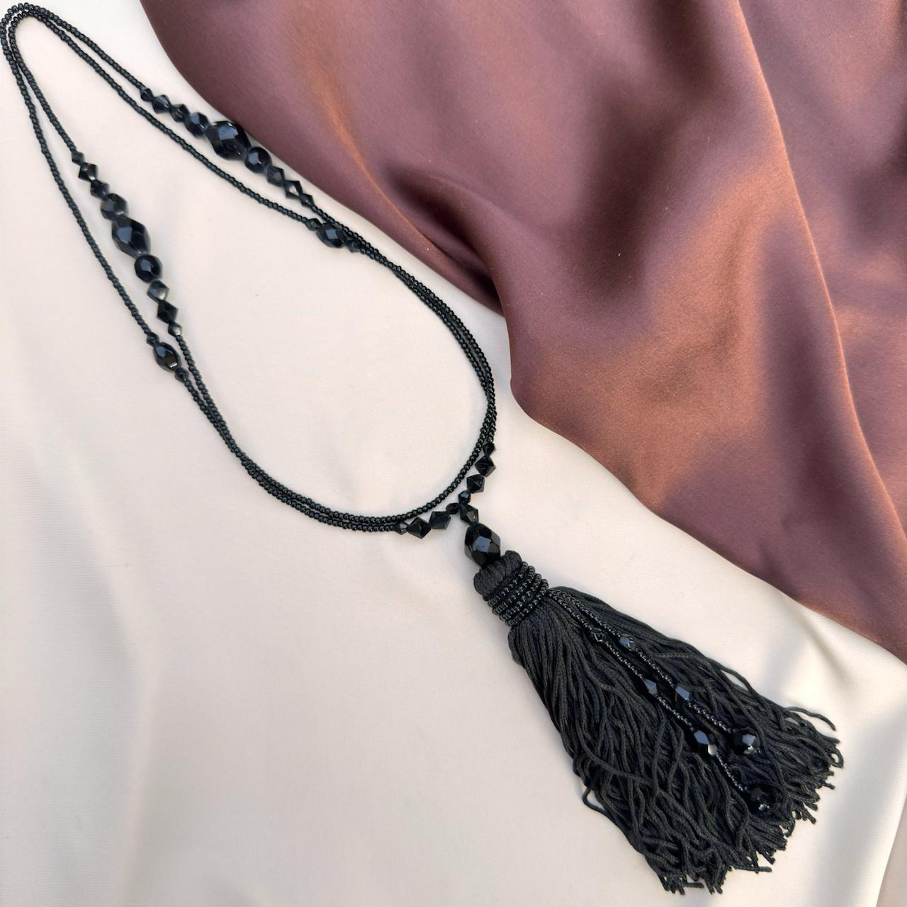 TFC Black Jhaalar Opera Necklace