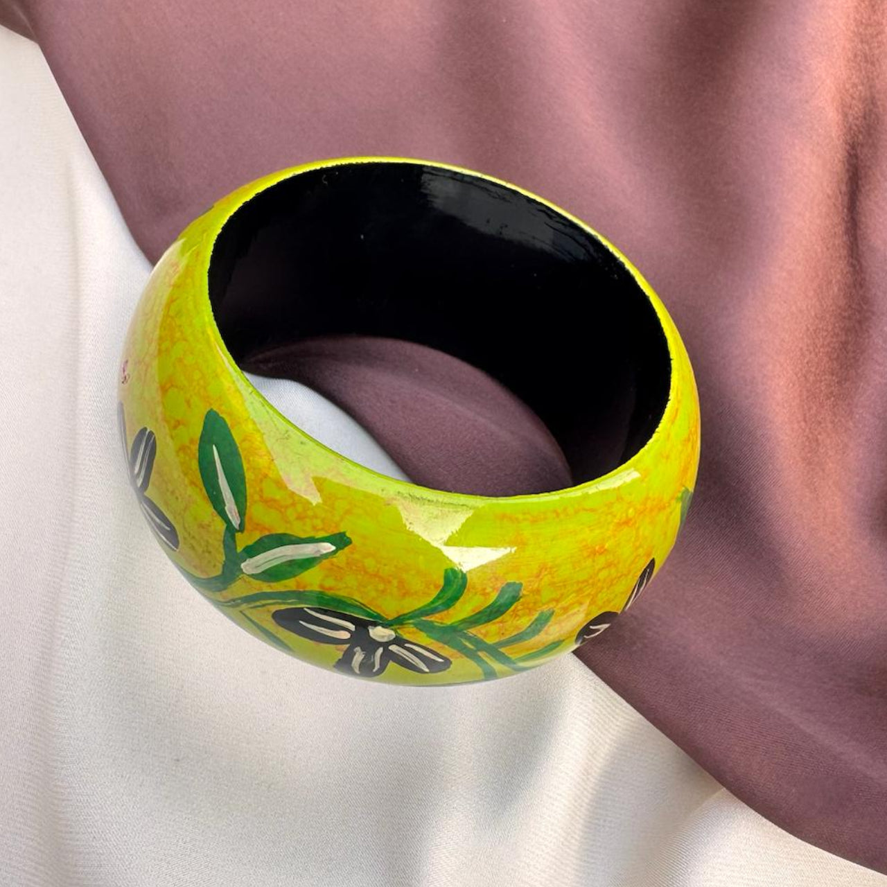 TFC Size 2.6 Green Art Wooden Bangle