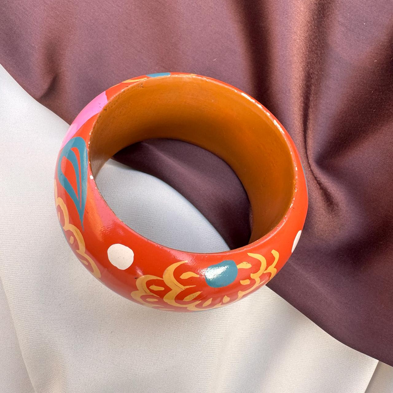 TFC Size 2.6 Whispering Blooms Hand Painted Wooden Bangle
